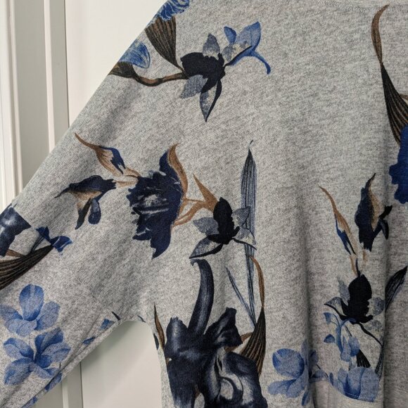 ZYIA Active Top Women's XXL Blue Gray Floral Cropped Pullover Dolman Sweatshirt - Picture 10 of 13